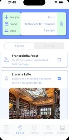 Lista de locais recomendados no Porto, com fotografias e destaques